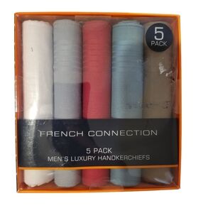 French connections mens luxury 5 pack handkerchiefs